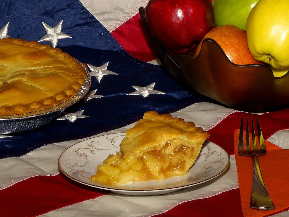 Double-crust American apple pie with a flaky golden top