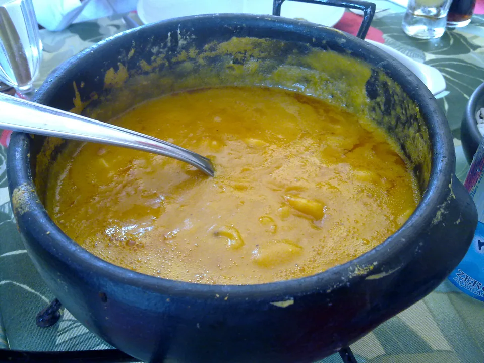 Bobó de camarão with shrimp in creamy cassava coconut sauce