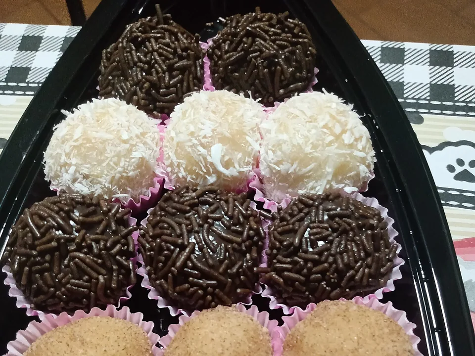 Brazilian brigadeiros coated in chocolate sprinkles
