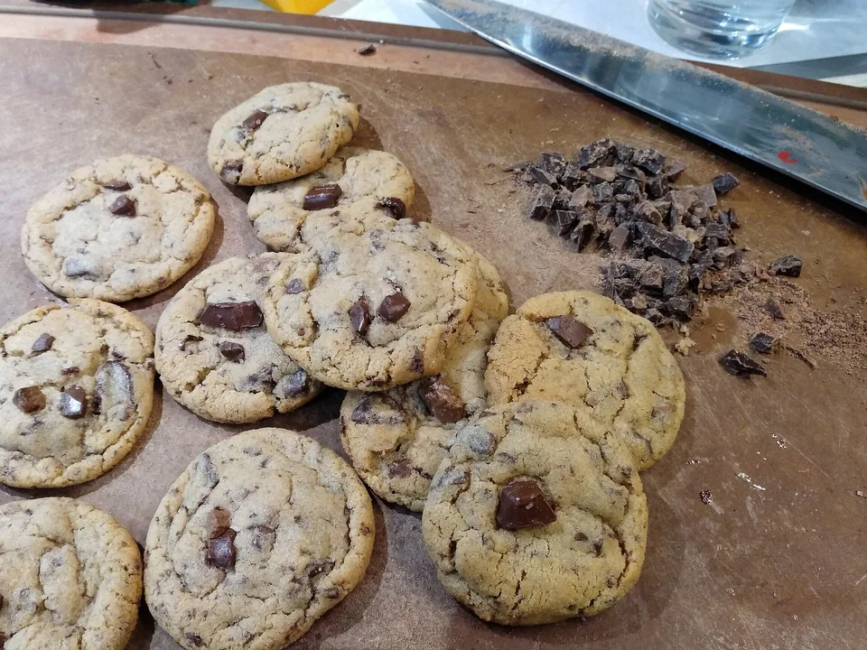 Golden American chocolate chip cookies with soft centres