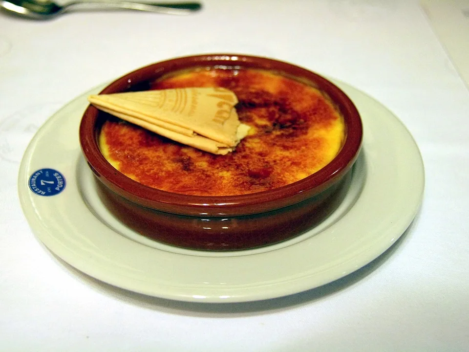 Crema Catalana in terracotta with a thin amber caramel crust