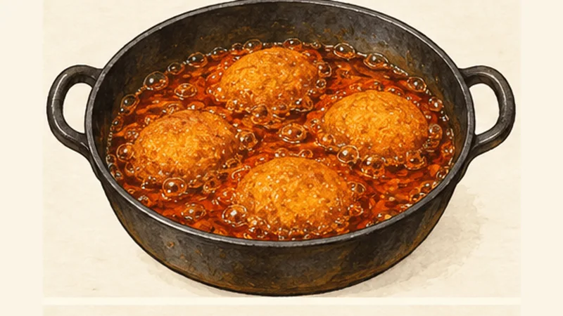 Acarajé com Camarão, step 6: Fry the acarajé.