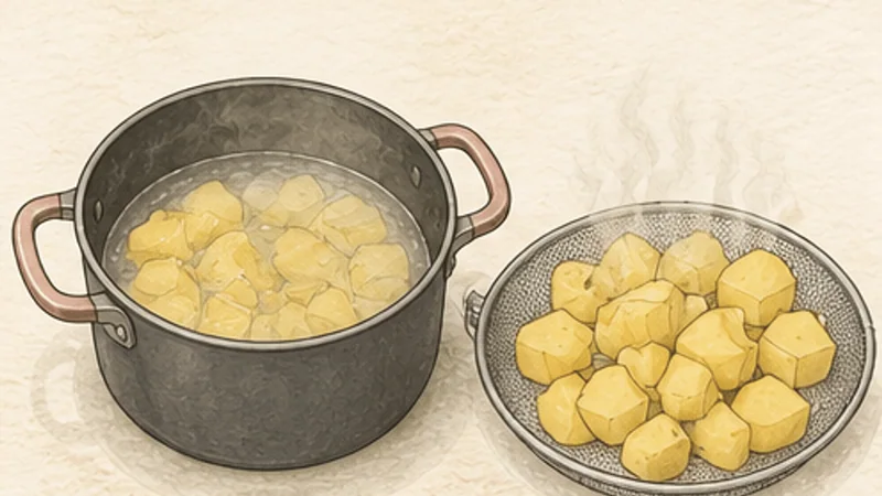 Aloo Gobi, step 1: Parboil the potatoes.