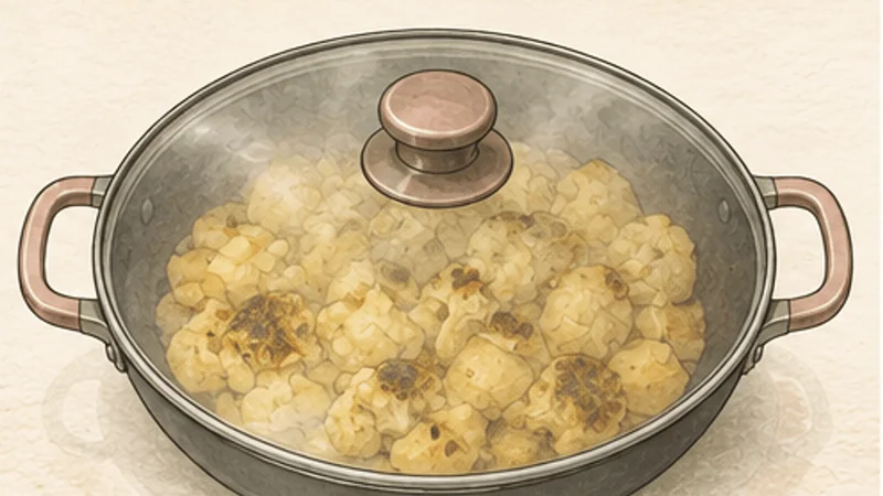 Aloo Gobi, step 5: Steam-fry until tender.