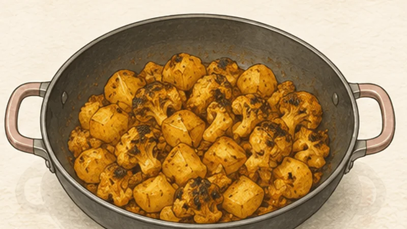 Aloo Gobi, step 6: Dry and finish the sabzi.