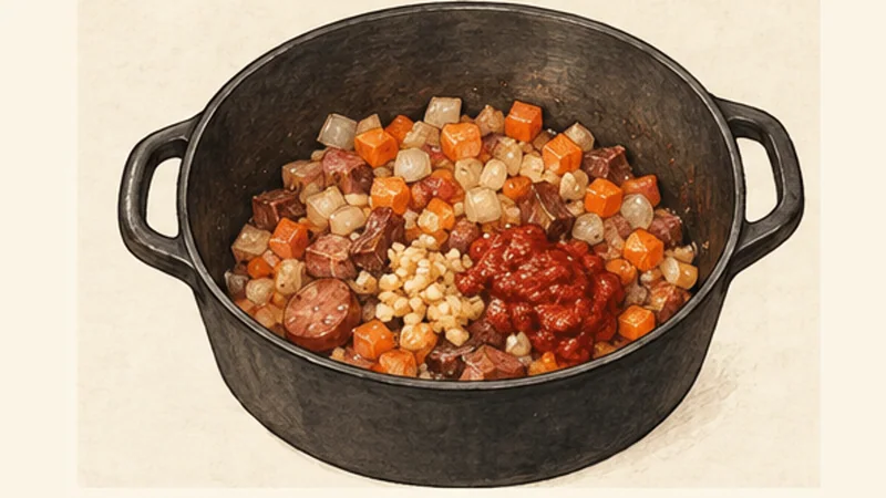 Arroz Carreteiro, step 3: Cook the aromatics.