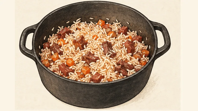 Arroz Carreteiro, step 4: Toast the rice.