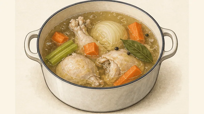 Avgolemono Chicken Soup, step 1: Build a clear chicken broth.
