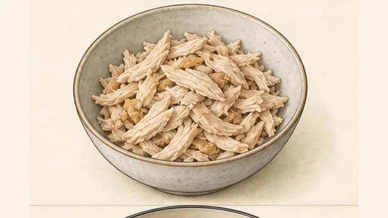 Avgolemono Chicken Soup, step 4: Shred the chicken.