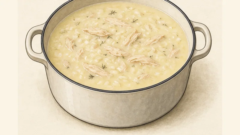 Avgolemono Chicken Soup, step 7: Thicken without boiling.