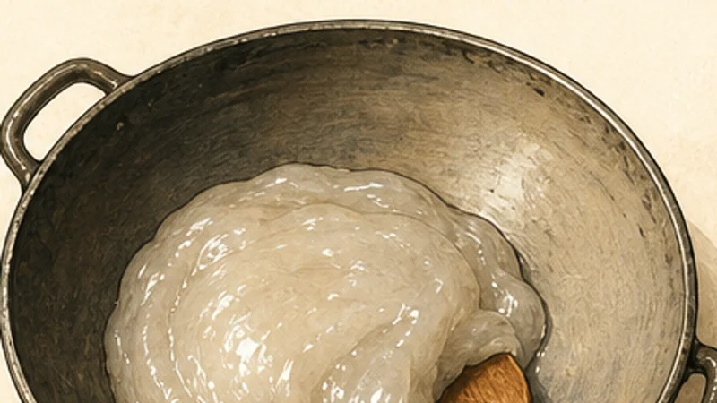 Changhua Ba-Wan, step 3: Work in sweet potato starch.