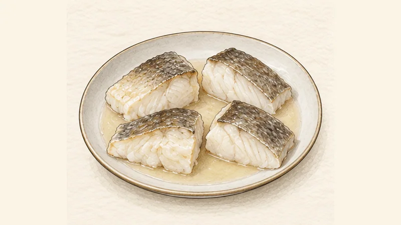 Bacalao al Pil-Pil, step 3: Poach the cod gently.