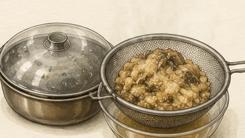 Baingan Bharta, step 3: Steam, peel, and drain.