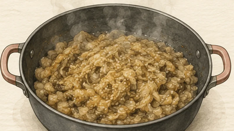 Baingan Bharta, step 4: Mash but keep texture.