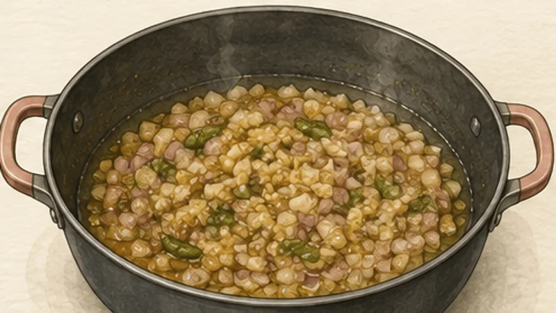 Baingan Bharta, step 5: Cook onion and aromatics.