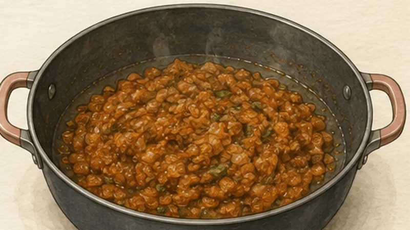 Baingan Bharta, step 6: Reduce the tomato masala.