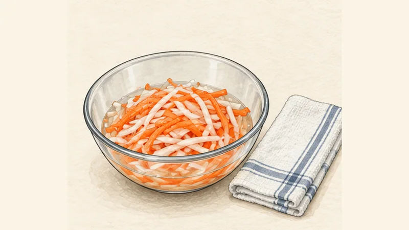 Bánh Mì Thịt — Vietnamese Cold-Cut Baguette, step 1: Salt the pickle vegetables.