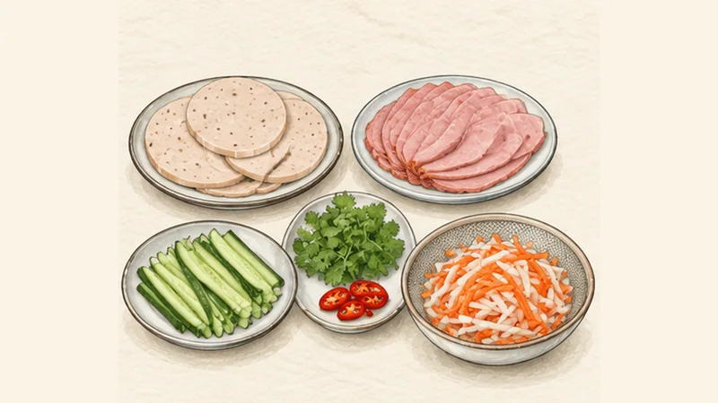 Bánh Mì Thịt — Vietnamese Cold-Cut Baguette, step 3: Slice and dry the fillings.