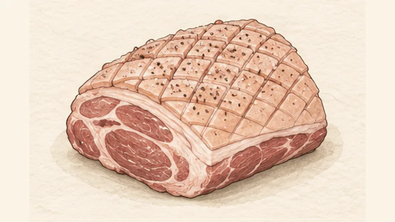 Bavarian Krustenbraten, step 1: Dry and score the rind.