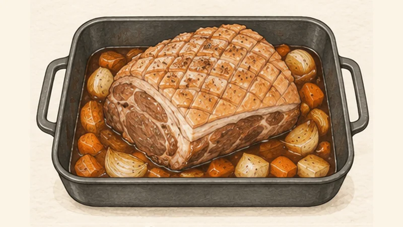 Bavarian Krustenbraten, step 3: Start the slow roast.