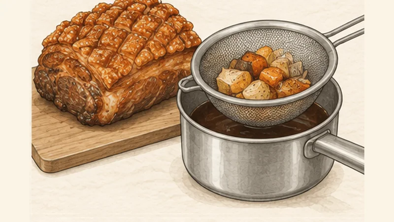 Bavarian Krustenbraten, step 6: Rest and strain.
