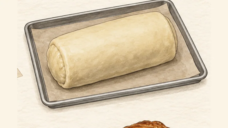 Beef Wellington, step 5: Encase in puff pastry.