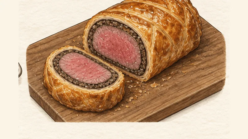 Beef Wellington, step 8: Rest before slicing.