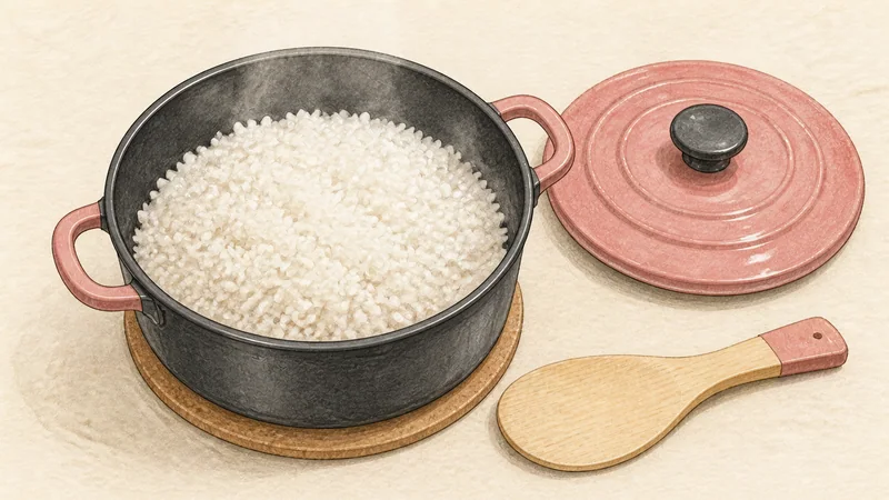 Vegetable bibimbap, step 2: Cook and rest the rice.