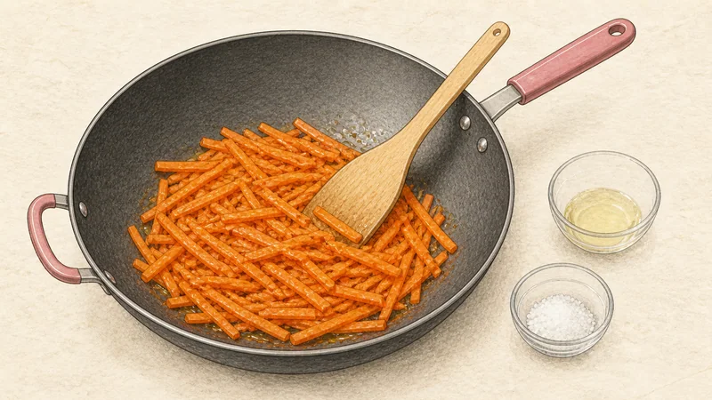 Vegetable bibimbap, step 7: Sauté the carrot.