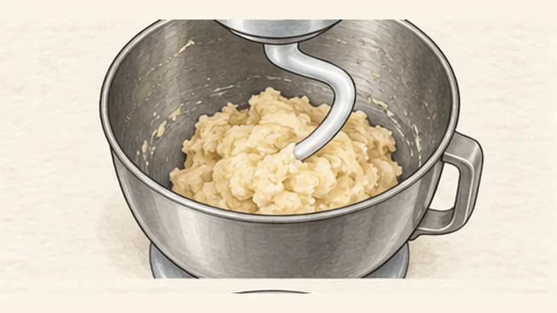 Bienenstich, step 1: Mix the enriched dough.