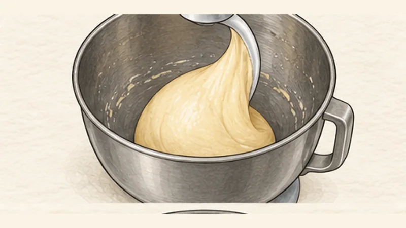 Bienenstich, step 2: Knead in butter and salt.