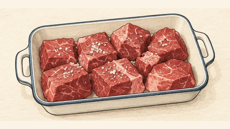 Birria de Res, step 1: Season the beef.