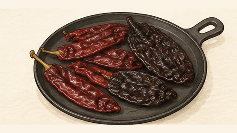 Birria de Res, step 2: Toast the dried chiles.