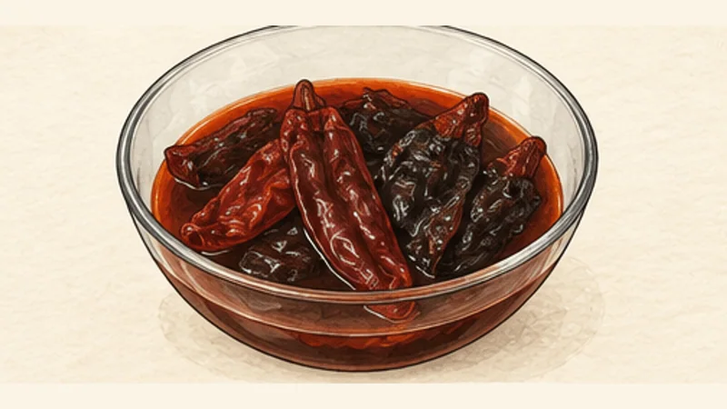 Birria de Res, step 3: Soak the chiles.