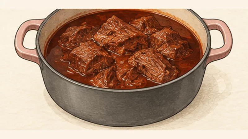 Birria de Res, step 10: Uncover and finish tenderising.