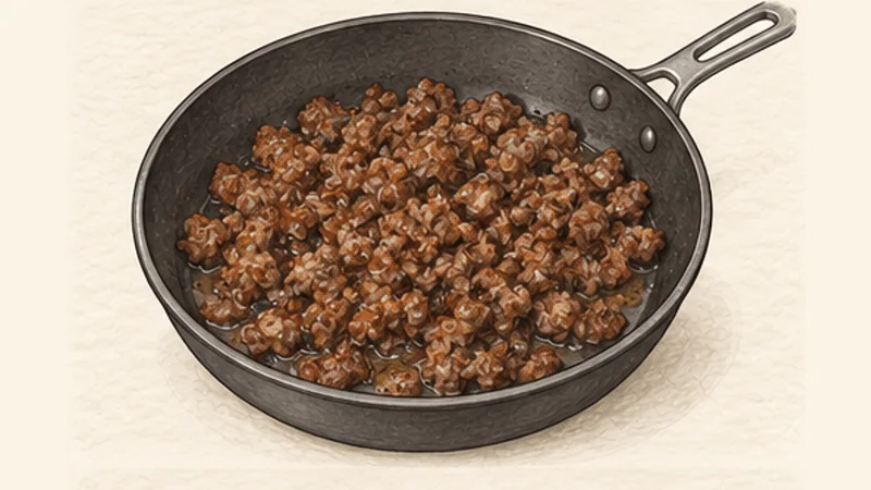 Biscuits and Sausage Gravy, step 5: Brown the sausage.