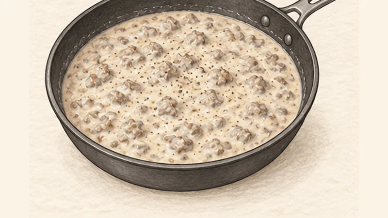 Biscuits and Sausage Gravy, step 7: Build the milk gravy.