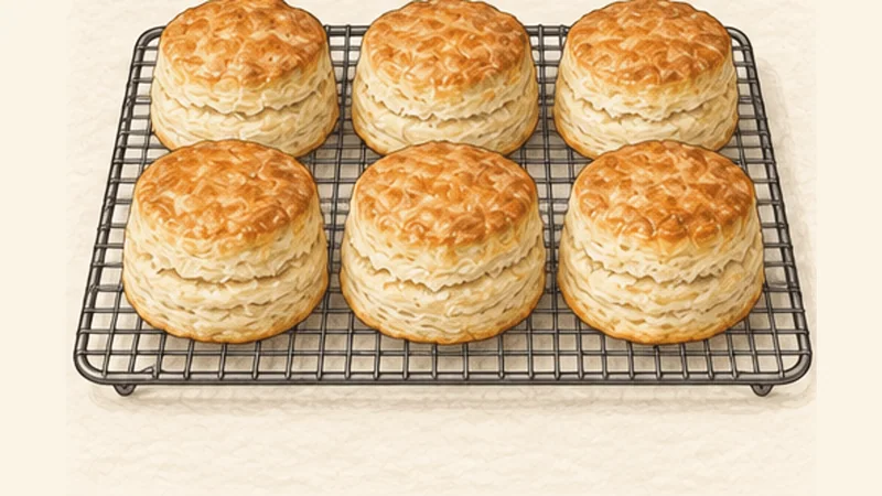 Biscuits and Sausage Gravy, step 8: Rest the biscuits briefly.