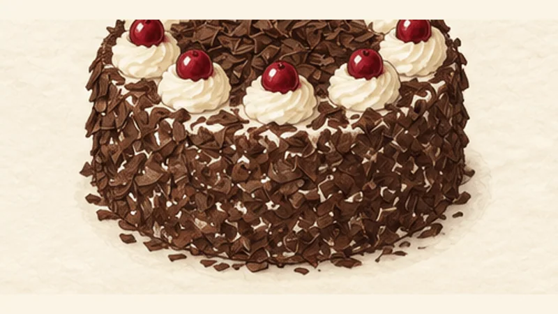 Schwarzwälder Kirschtorte, step 11: Add chocolate and cherries.