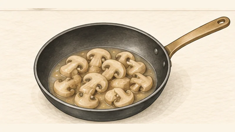 Blanquette de Veau, step 4: Cook the mushrooms without browning.