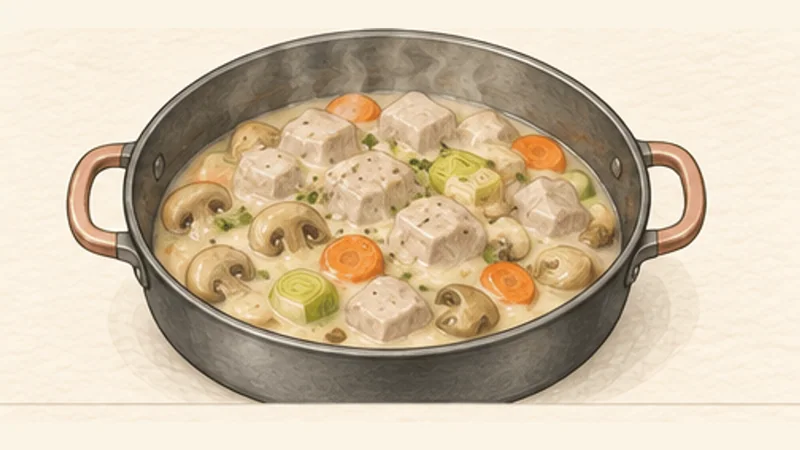 Blanquette de Veau, step 9: Warm the veal in the sauce.
