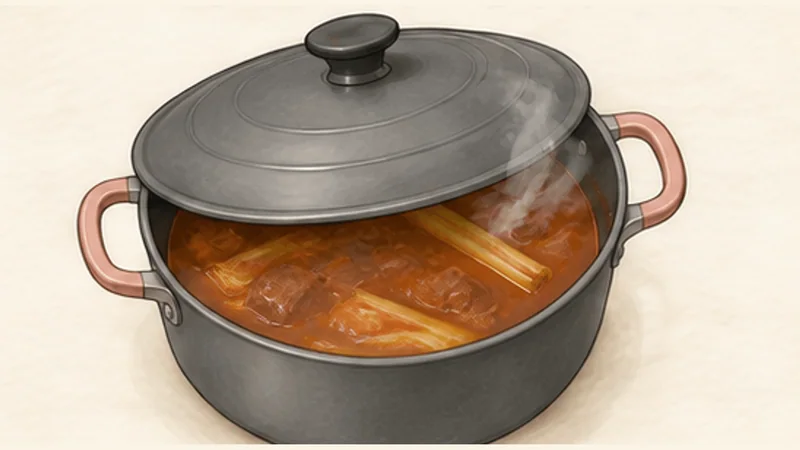 Bò kho — lemongrass beef stew, step 6: Simmer until nearly tender.