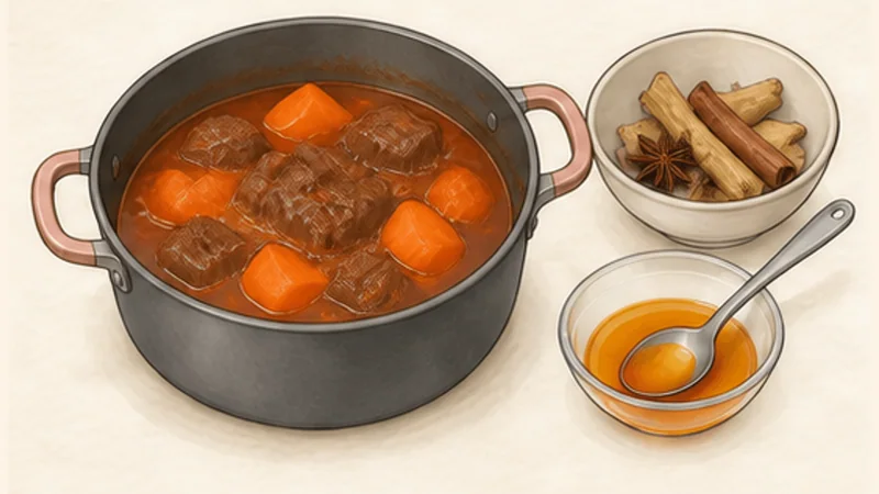 Bò kho — lemongrass beef stew, step 8: Finish the broth.