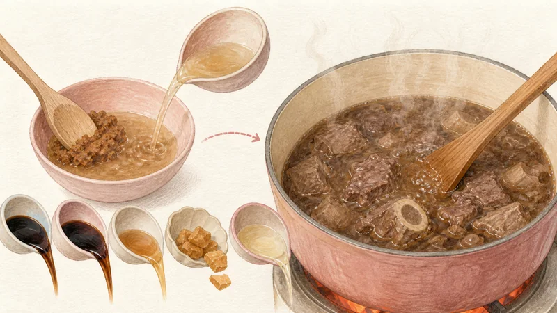 Beef Boat Noodles, step 5: Season and simmer patiently.