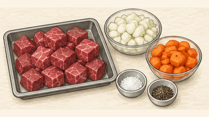 Boeuf Bourguignon, step 1: Dry and season the beef.
