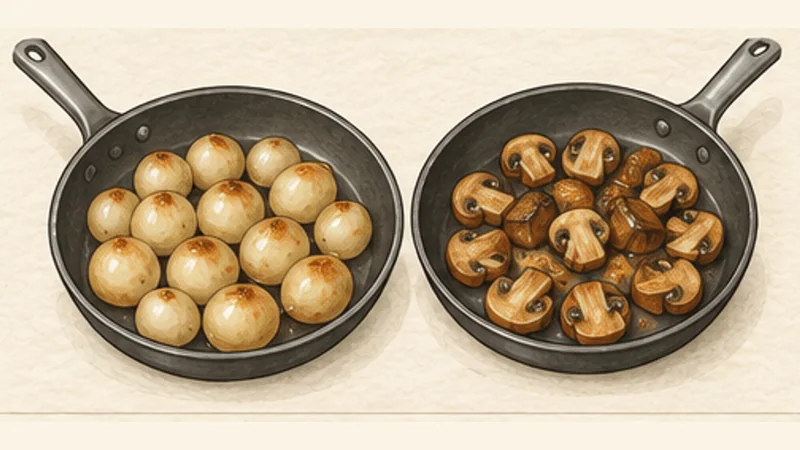 Boeuf Bourguignon, step 7: Cook the mushroom and onion garnish.