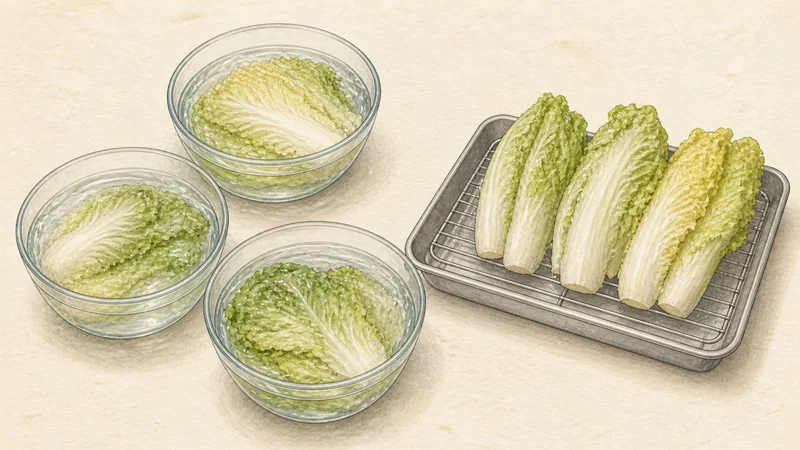Bossam with radish salad, step 2: Rinse and drain the wraps.