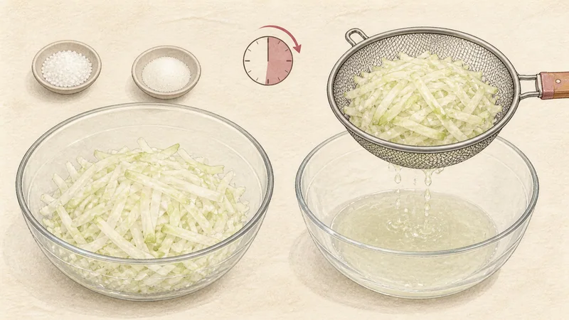 Bossam with radish salad, step 3: Draw water from the radish.