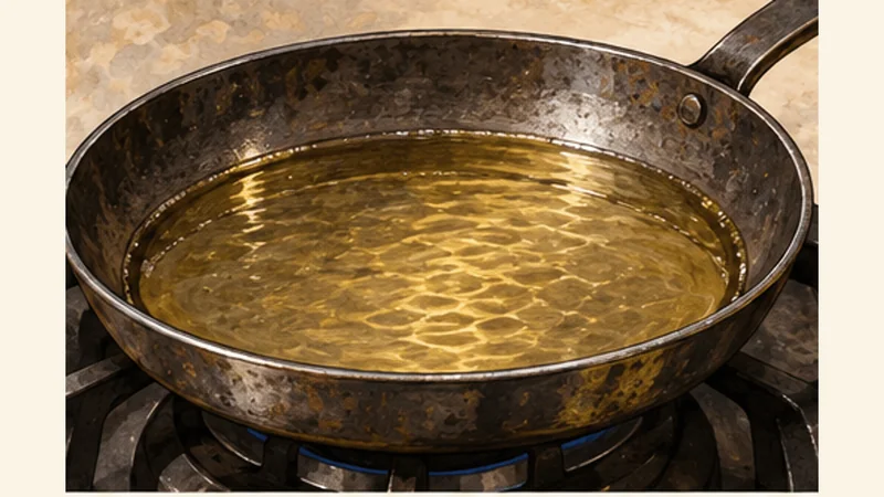 Tunisian Brik à l’Œuf, step 2: Warm the frying oil.