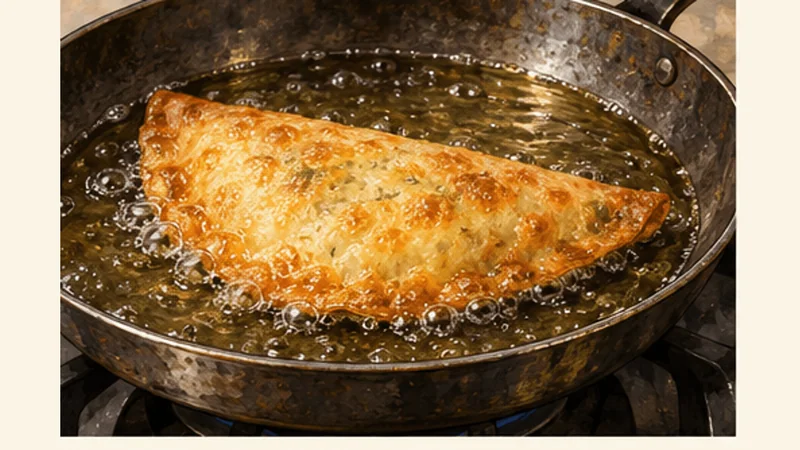 Tunisian Brik à l’Œuf, step 4: Fry until crisp.